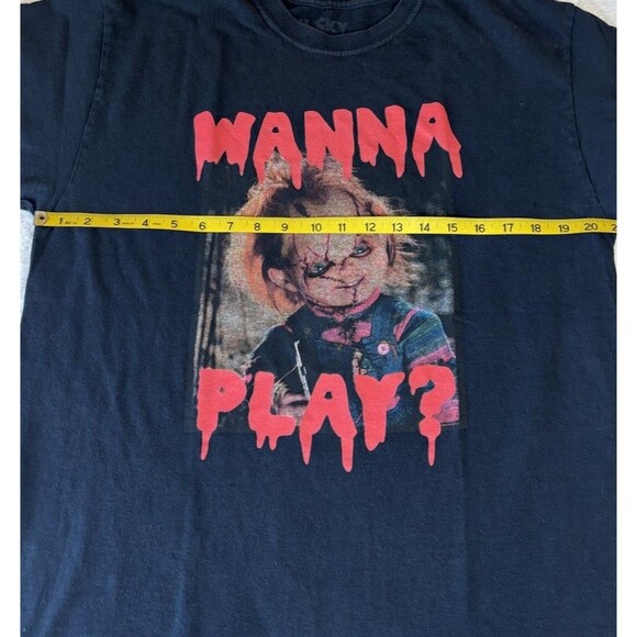 Chucky Doll Wanna Play Horror Movie Series Graphic Black Shirt Men’s Size L - Picture 16 of 16